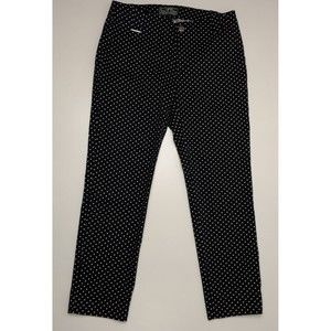 Lauren Ralph Lauren Black/White Stretch Polka Dot Ankle Pants Women's Size 2